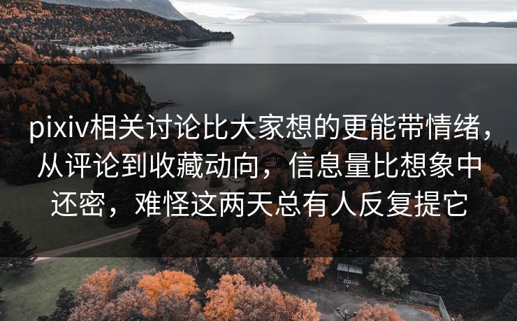 pixiv相关讨论比大家想的更能带情绪,从评论到收藏动向,信息量比想象中还密,难怪这两天总有人反复提它 pixiv相关讨论比大家想的更能带情绪,从评论到收藏动向,信息量比想象中还密,难怪这两天总有人反复提它