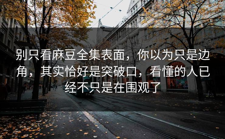 别只看麻豆全集表面，你以为只是边角，其实恰好是突破口，看懂的人已经不只是在围观了